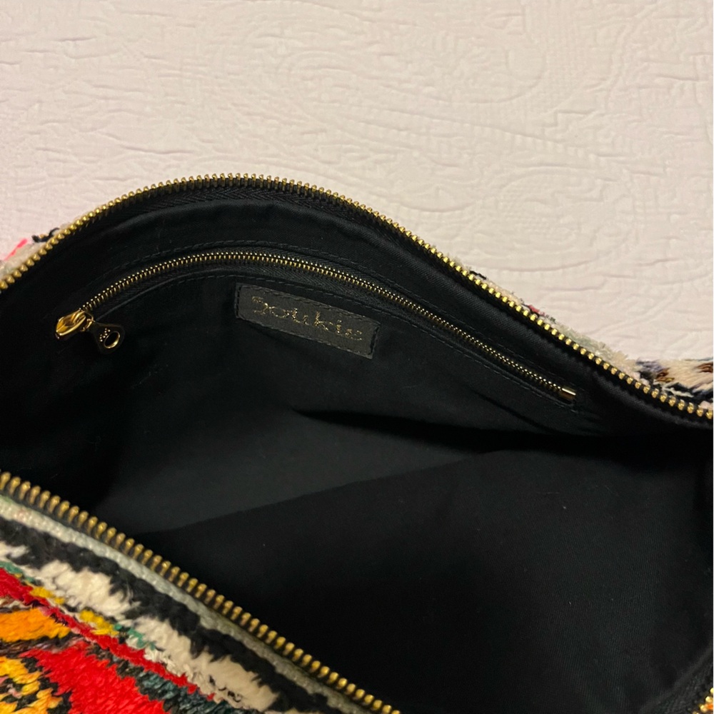 Anthropologie Soukie Modern Moroccan Rug Bag Vibrant Multicolor Clutch w/Tassels - Picture 5 of 7